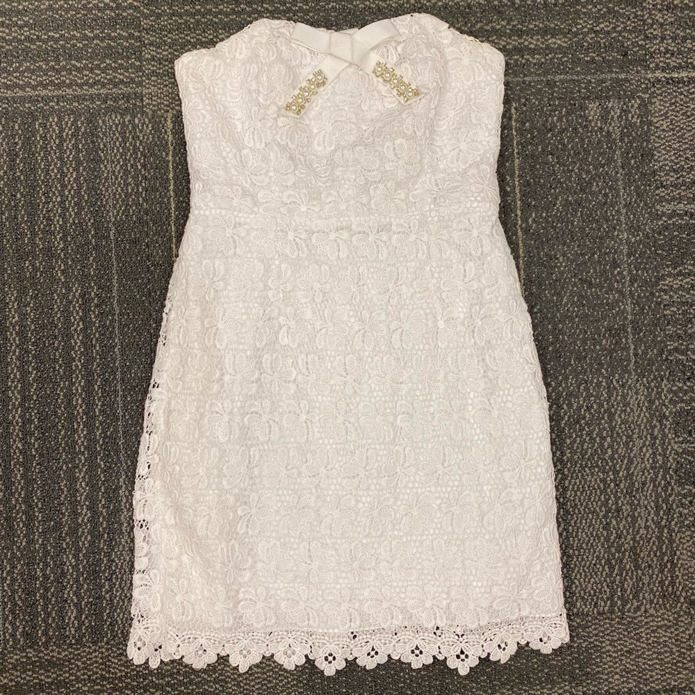 Lilly Pulitzer White Bumblebee Lace Larter Strapless Dress - Picture 3 of 12